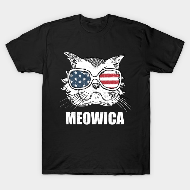 Meowica Patriotic Graphic Tees for 4th of July and Summer T-Shirt by Medtif